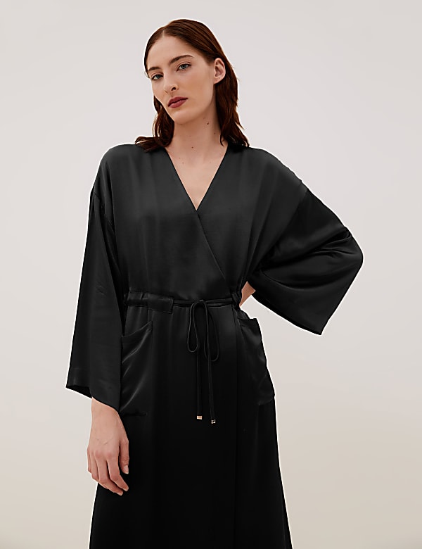 V-Neck Maxi Kimono Dress