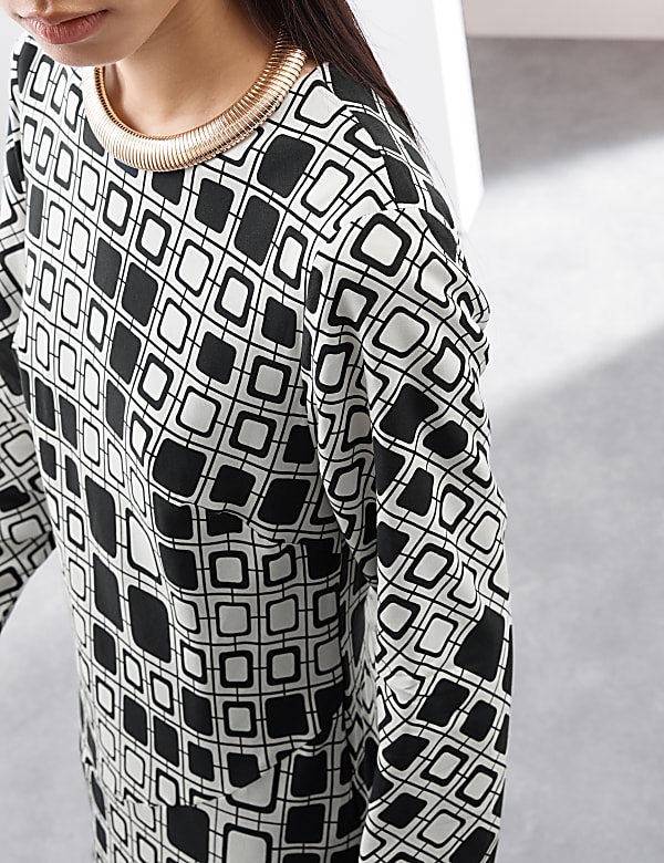 Cupro Rich Printed Midaxi Waisted Dress