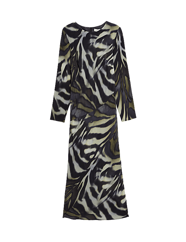 Cupro Rich Printed Midaxi Waisted Dress