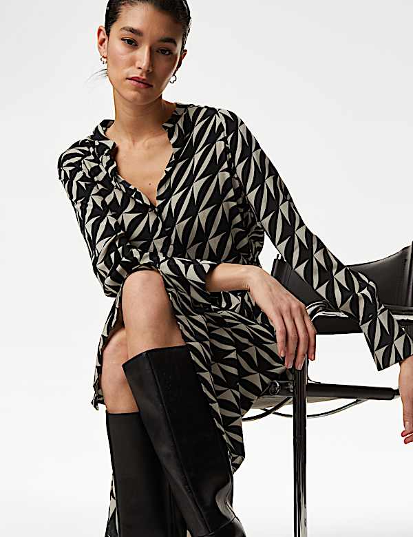 Cupro Rich Printed Midaxi Shirt Dress - MV