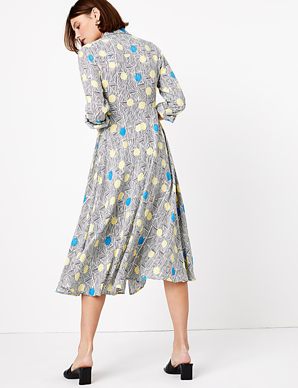 Polka Dot Midi Shirt Dress