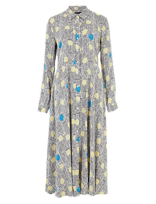 Polka Dot Midi Shirt Dress
