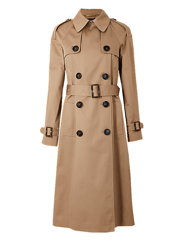 Pure Cotton Double Breasted Trench Coat