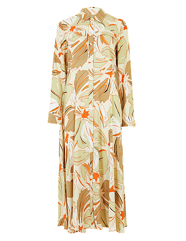 Floral Print Midi Shirt Dress