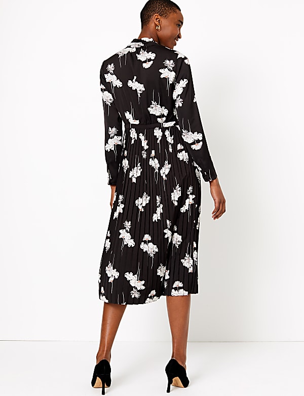 Floral Print Waisted Midi Dress