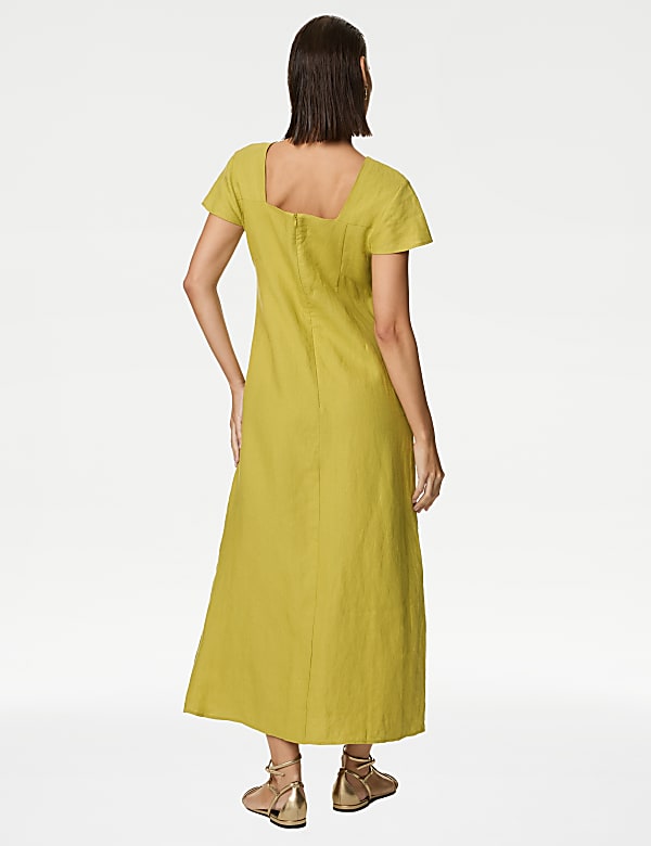 Pure Irish Linen Square Neck Midaxi Dress