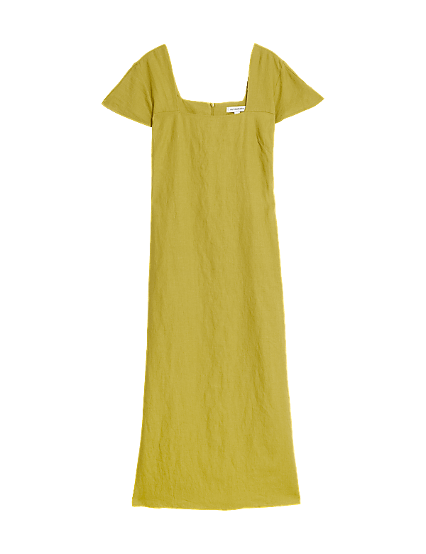 Pure Irish Linen Square Neck Midaxi Dress