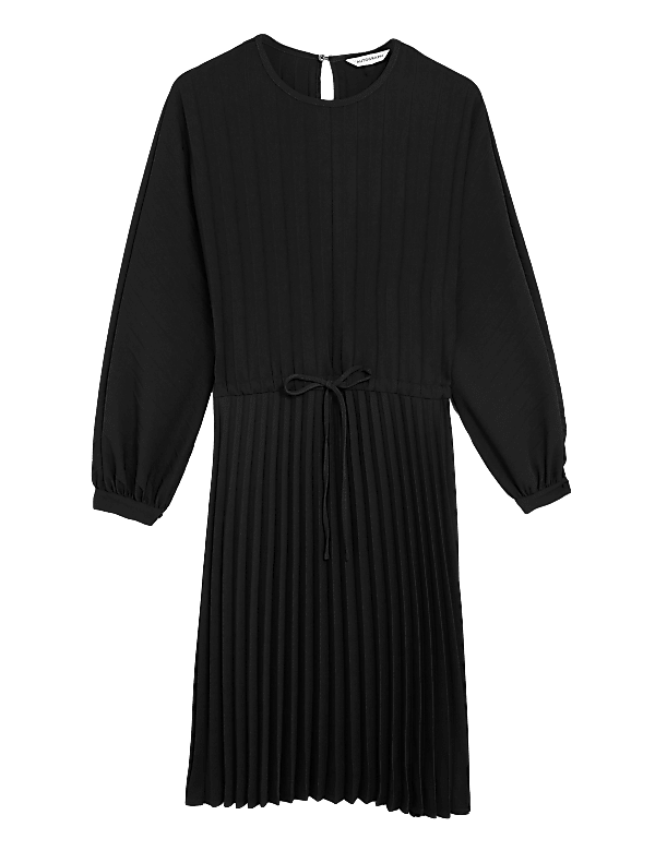 Pleated Long Sleeve Dress