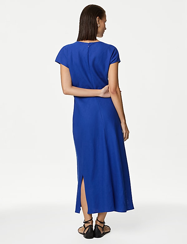 Pure Irish Linen Pleat Front Midaxi Dress