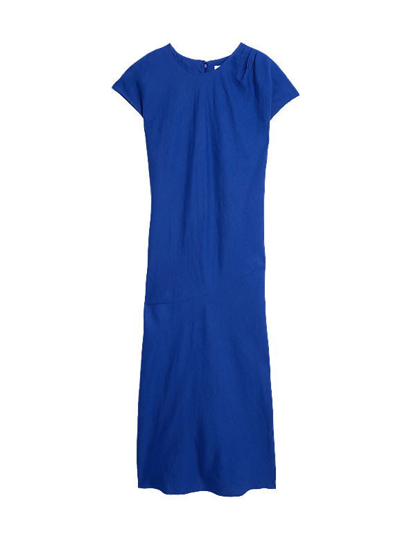 Pure Irish Linen Pleat Front Midaxi Dress