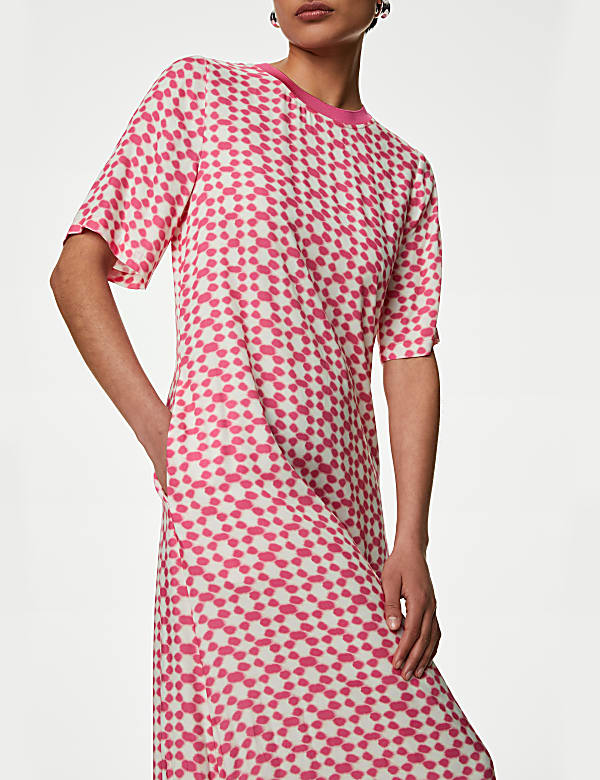 Cupro Rich Printed Midaxi T-Shirt Dress