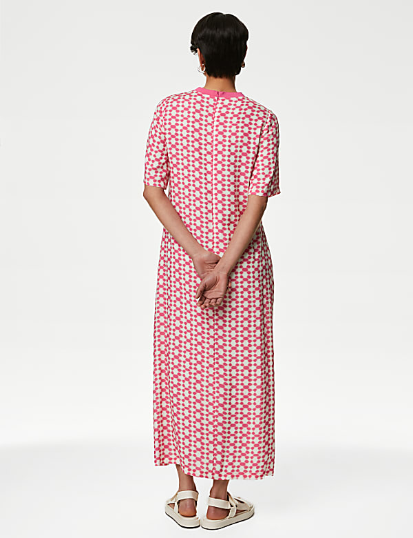 Cupro Rich Printed Midaxi T-Shirt Dress