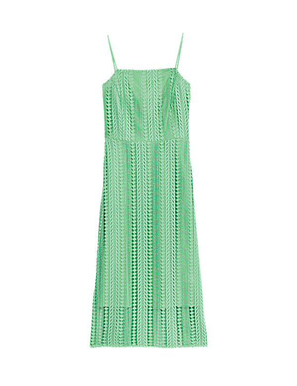 Lace Square Neck Midaxi Waisted Dress