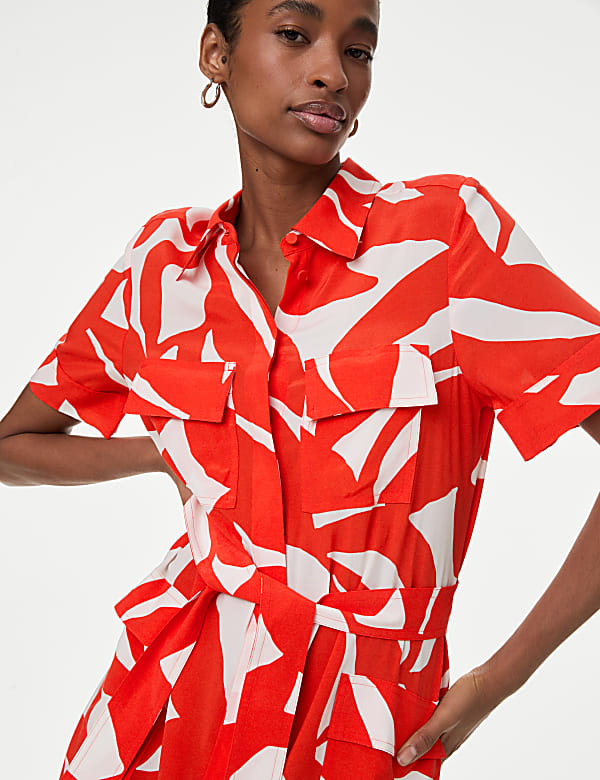 Cupro Rich Printed Midaxi Shirt Dress
