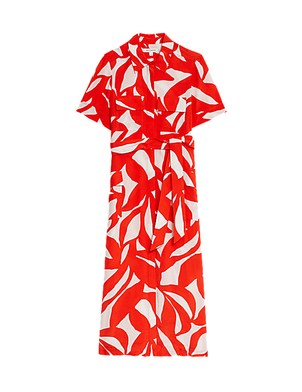 Cupro Rich Printed Midaxi Shirt Dress