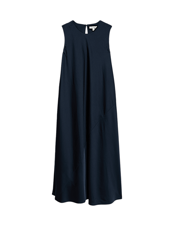Lyocell Rich Round Neck Midaxi Column Dress