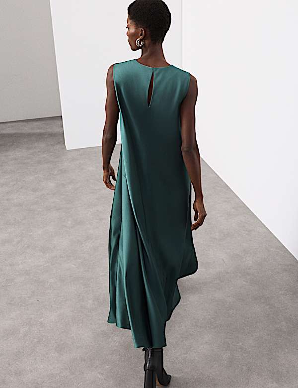 Lyocell Rich Round Neck Midaxi Swing Dress - JO