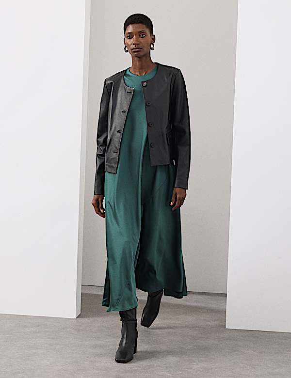 Lyocell Rich Round Neck Midaxi Swing Dress - JO