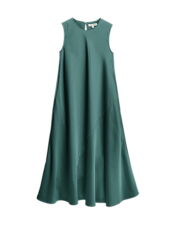 Lyocell Rich Round Neck Midaxi Swing Dress