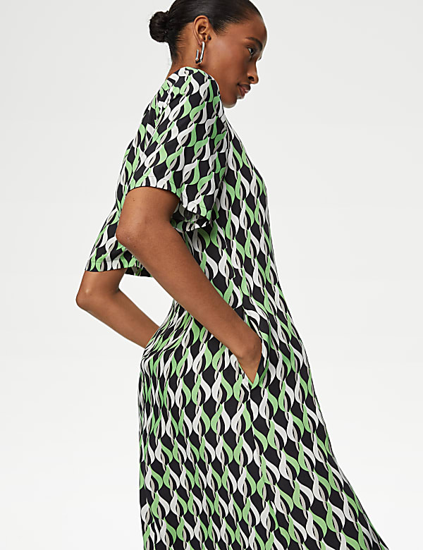 Cupro Rich Printed Midaxi T-Shirt Dress
