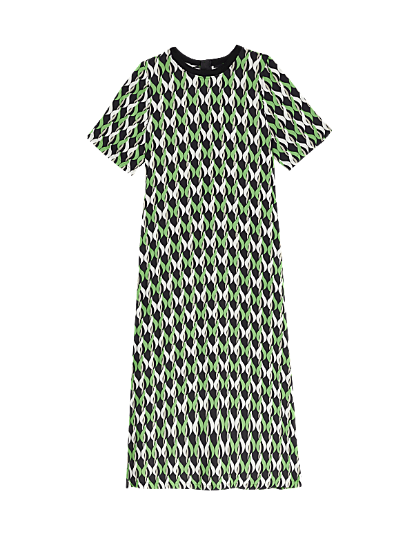 Cupro Rich Printed Midaxi T-Shirt Dress