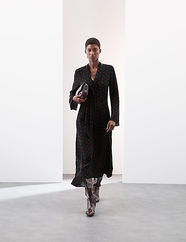 Cupro Rich Printed Midaxi Waisted Dress - FI