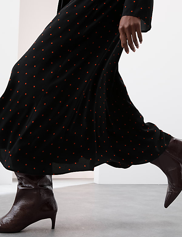 Cupro Rich Printed Midaxi Waisted Dress - FI