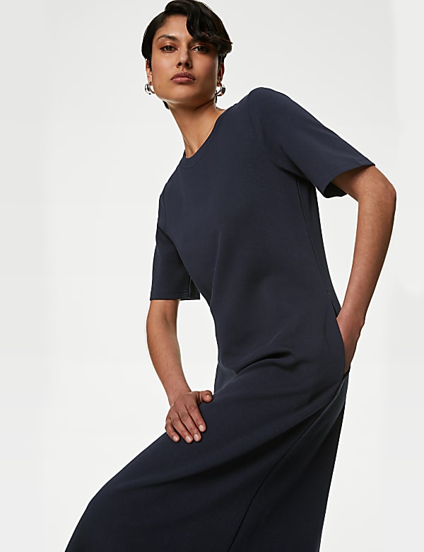 Cotton Rich Round Neck Midaxi T-Shirt Dress - CZ