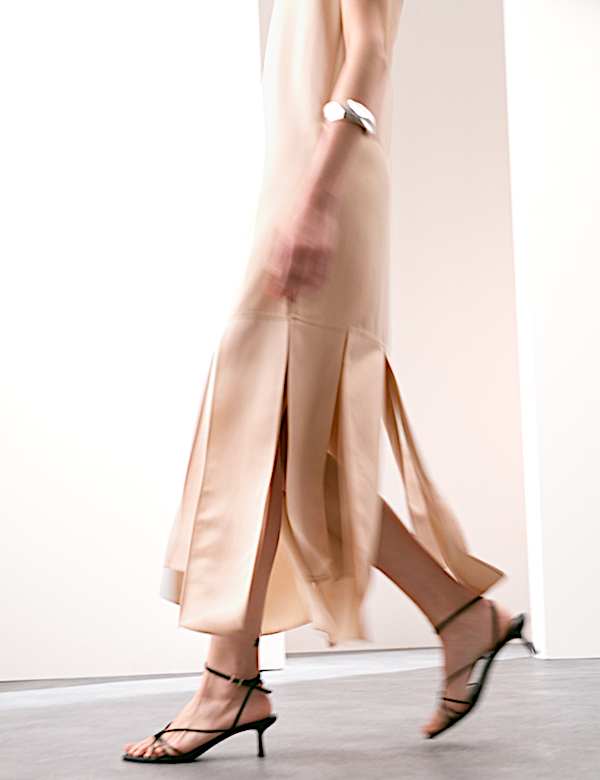 Satin Scoop Neck Tassel Midi Dress - RS