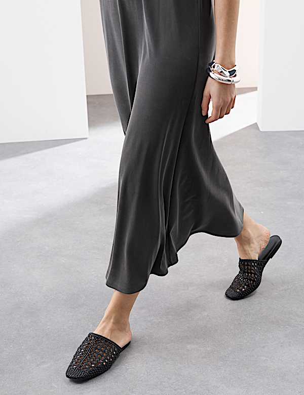 Robe droite maxi en jersey c&ocirc;tel&eacute; - CH