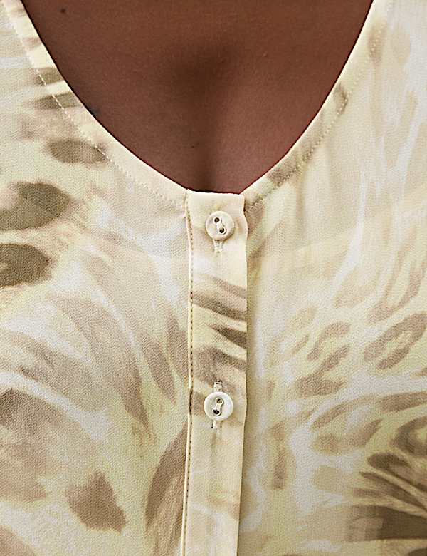 Animal Print Button Front Maxi Dress