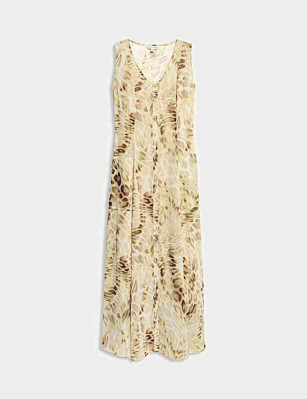Animal Print Button Front Maxi Dress - GR