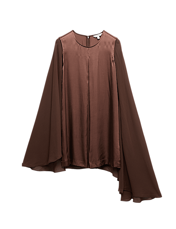 Cupro Rich Cape Detail Mini Dress