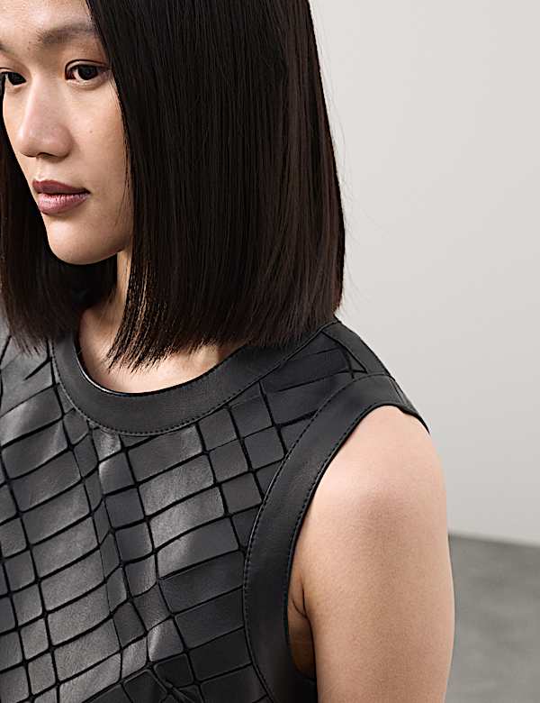 Gaun Terusan Mini Detail Cutwork Kulit - ID