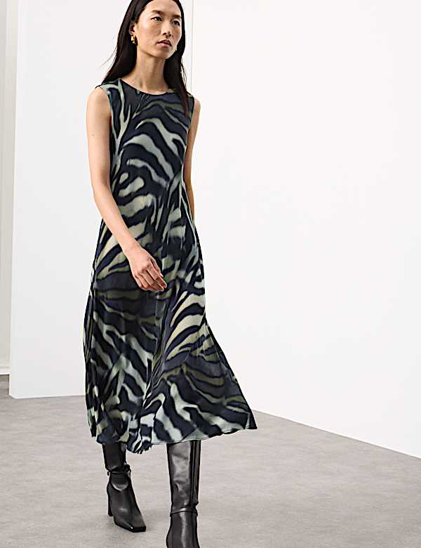 Cupro Rich Animal Print Midaxi Column Dress - NZ