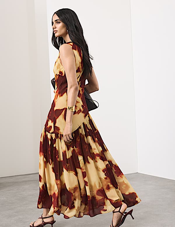 Asymmetrisches Midaxi-Kleid mit Muster - DE