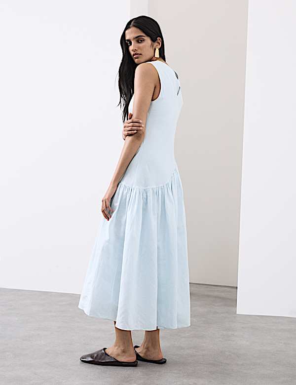 Linen Rich Asymmetric Midaxi Dress - KG