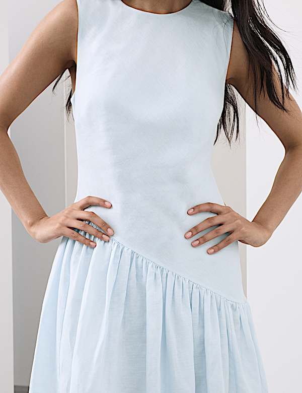 Linen Rich Asymmetric Midaxi Dress - KG