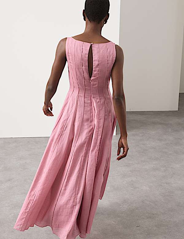 Pure Ramie Godet Waisted Maxi Dress - SK