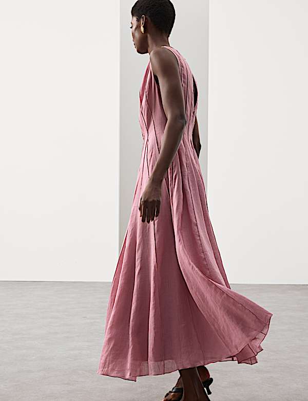 Pure Ramie Godet Waisted Maxi Dress - SK