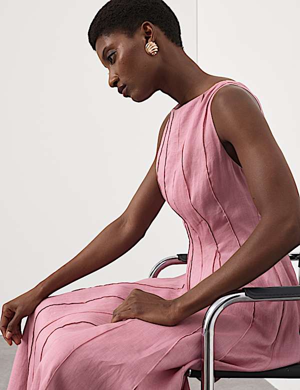 Pure Ramie Godet Waisted Maxi Dress - SK