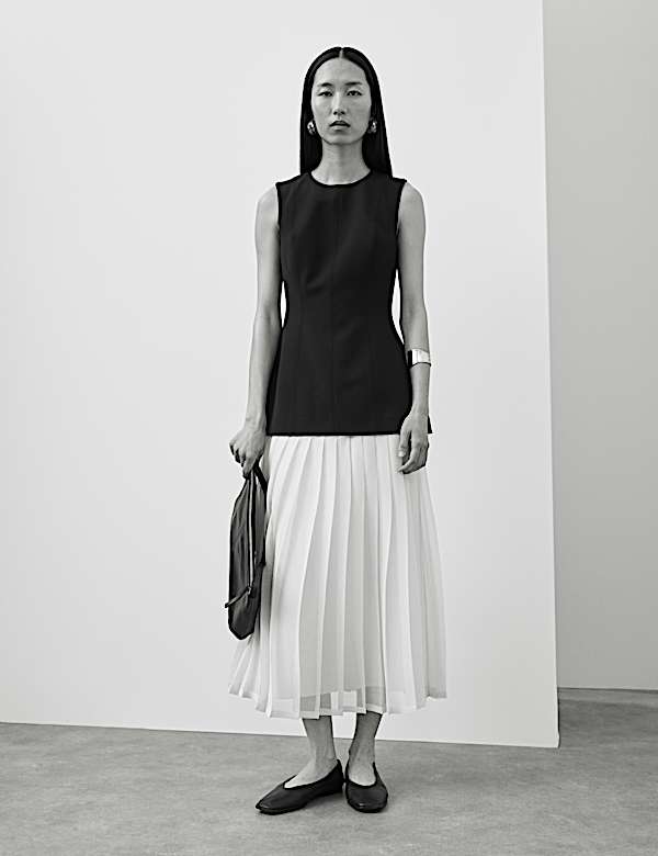 Robe midaxi en laine m&eacute;lang&eacute;e, effet superpos&eacute; - FR