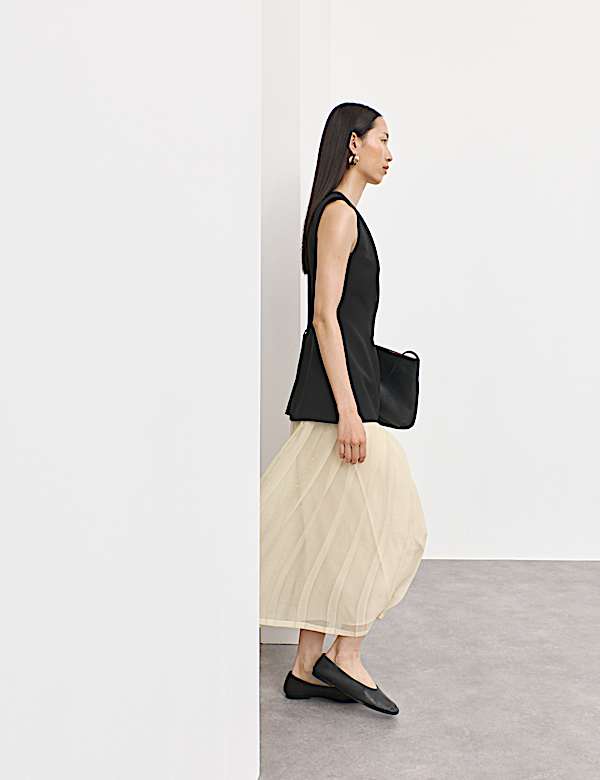 Robe midaxi en laine m&eacute;lang&eacute;e, effet superpos&eacute; - FR