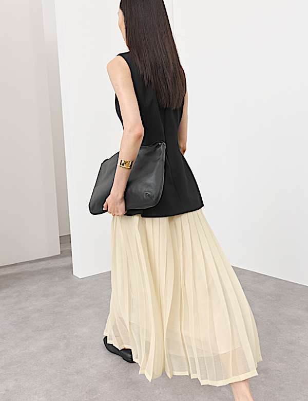 Robe midaxi en laine m&eacute;lang&eacute;e, effet superpos&eacute; - FR