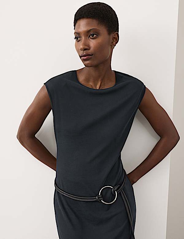 Ribbed Jersey Shoulder Pad Midaxi Dress - FI