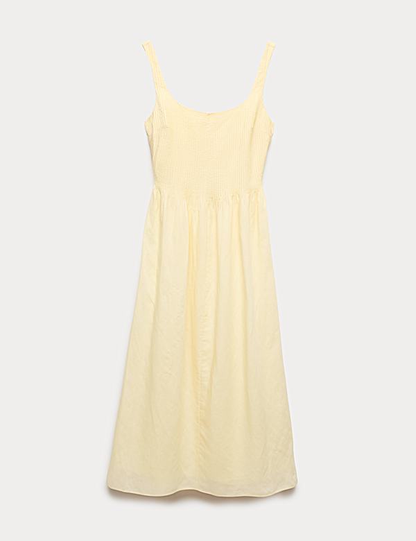 Linen Rich Pintuck Midaxi Skater Dress - AU