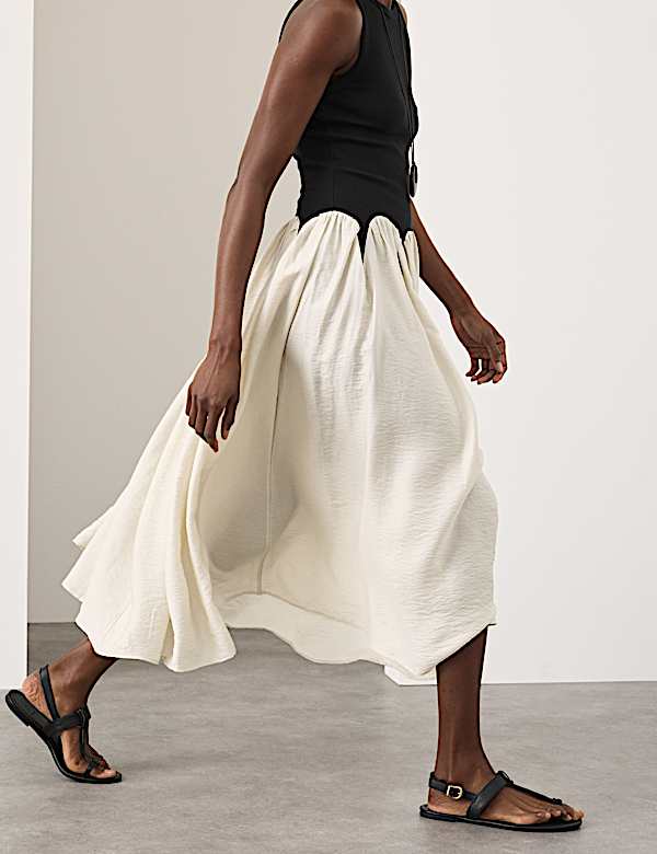 Cotton Rich Godet Midi Skater Dress - PT