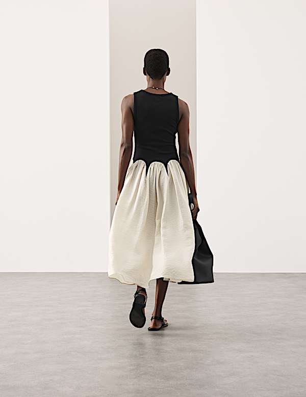 Cotton Rich Godet Midi Skater Dress - PT