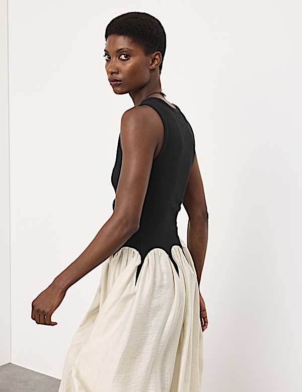 Cotton Rich Godet Midi Skater Dress - PT