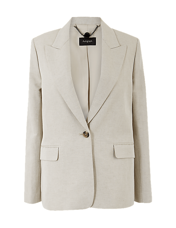 Cotton Rich Single Breasted Blazer with Linen